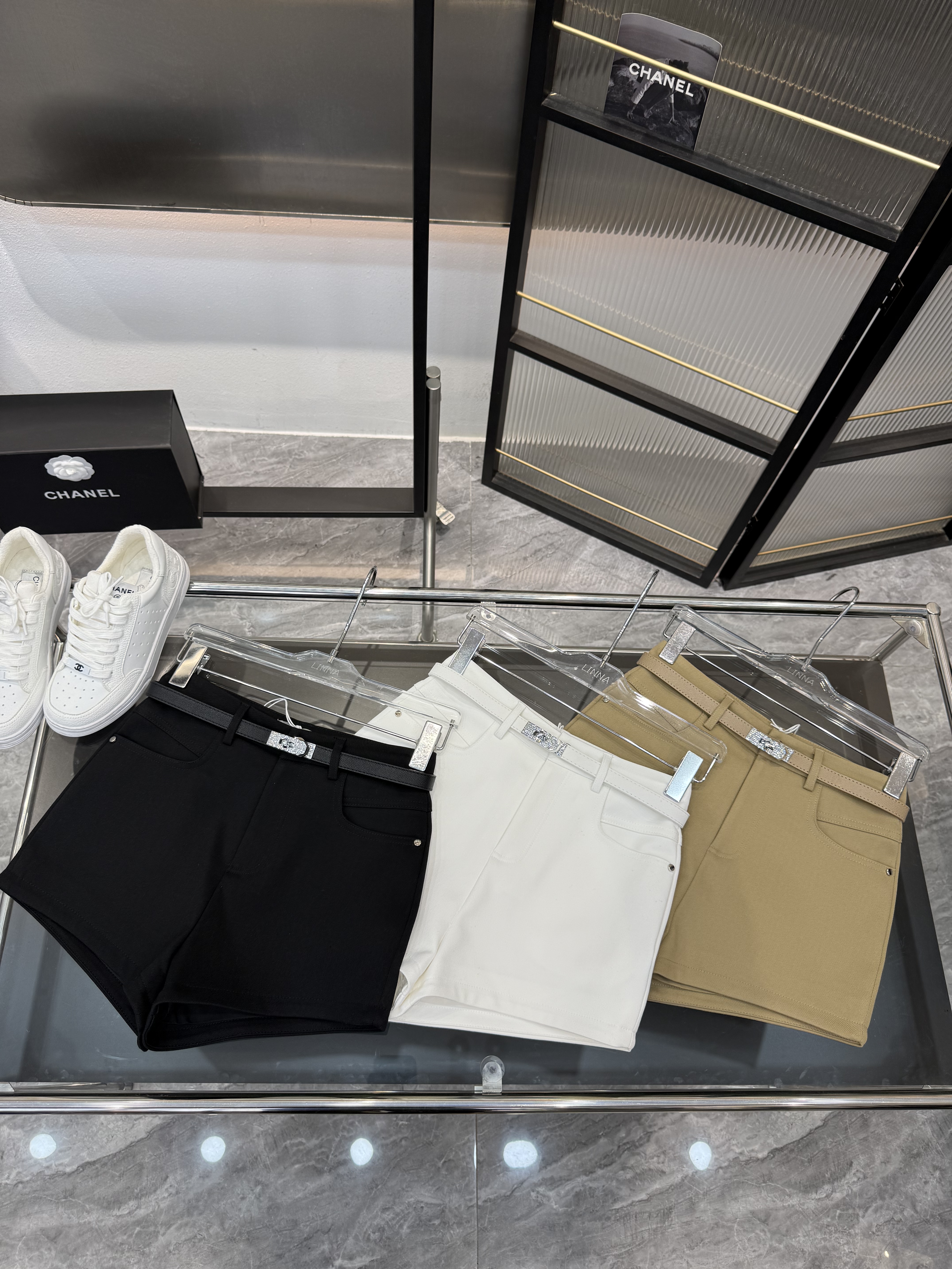 Linnayu 夏季新款短裤女高腰韩版网红阔腿a字百搭口袋西装气质裤