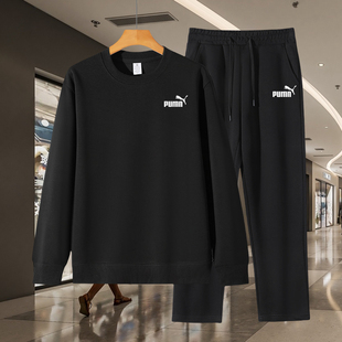 两件套潮 男加绒宽松圆领卫衣休闲裤 奥莱专柜春秋新款 运动休闲套装