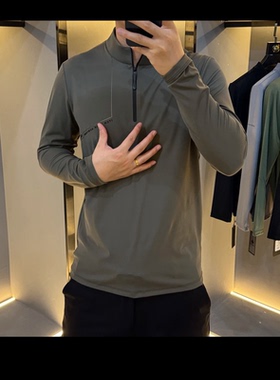 35144高品质男士新款秋冬立领卫衣休闲修身长袖拉链打底上衣