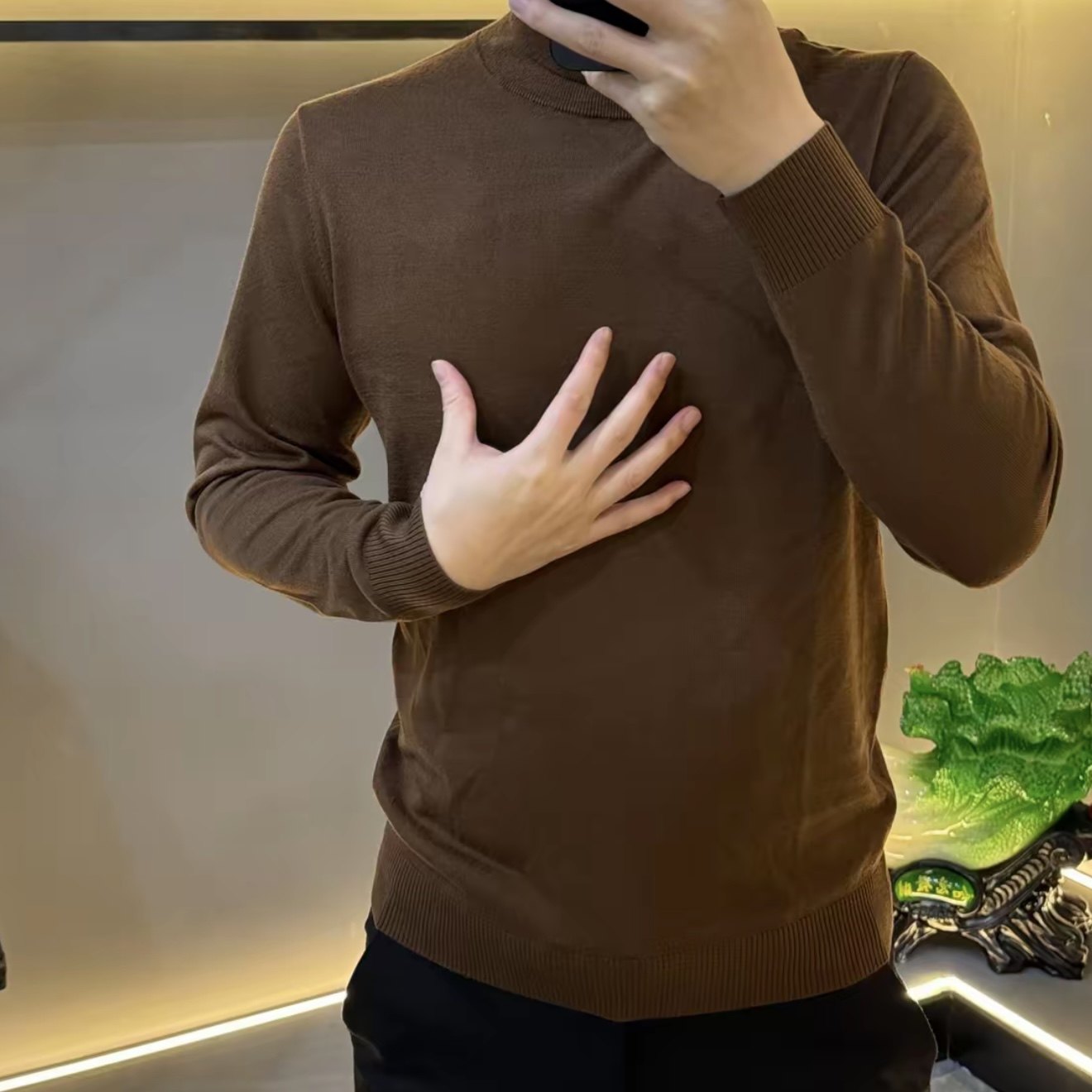 男士秋冬短袖商务休闲百搭时尚舒适针织短袖高品质高领针织长袖