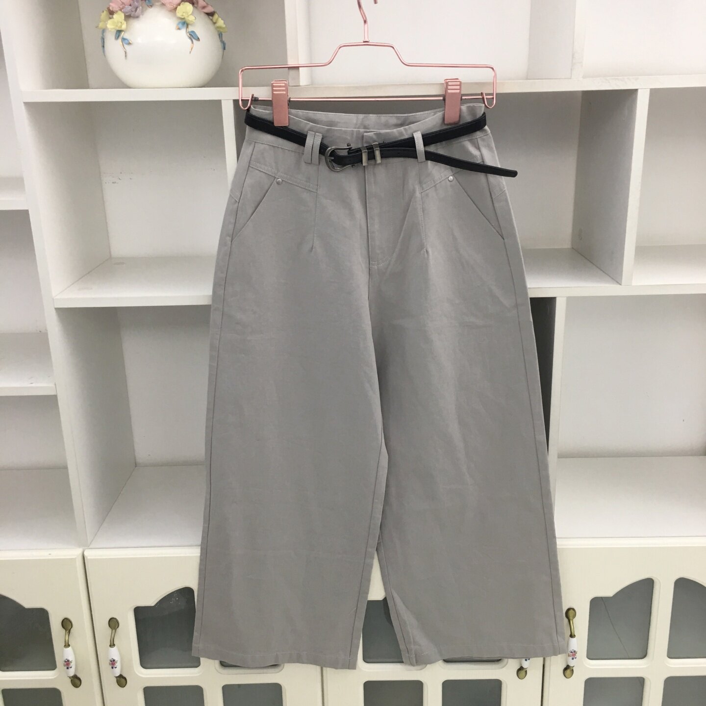 高腰显瘦白色牛仔裤直筒裤阔腿裤图片
