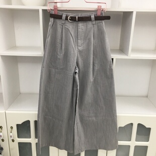春季极简风白色高腰松紧腰阔腿裤直筒裤宽松休闲裤女显瘦长裤子