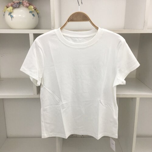 纯色圆领短袖黄色棉T恤女百搭