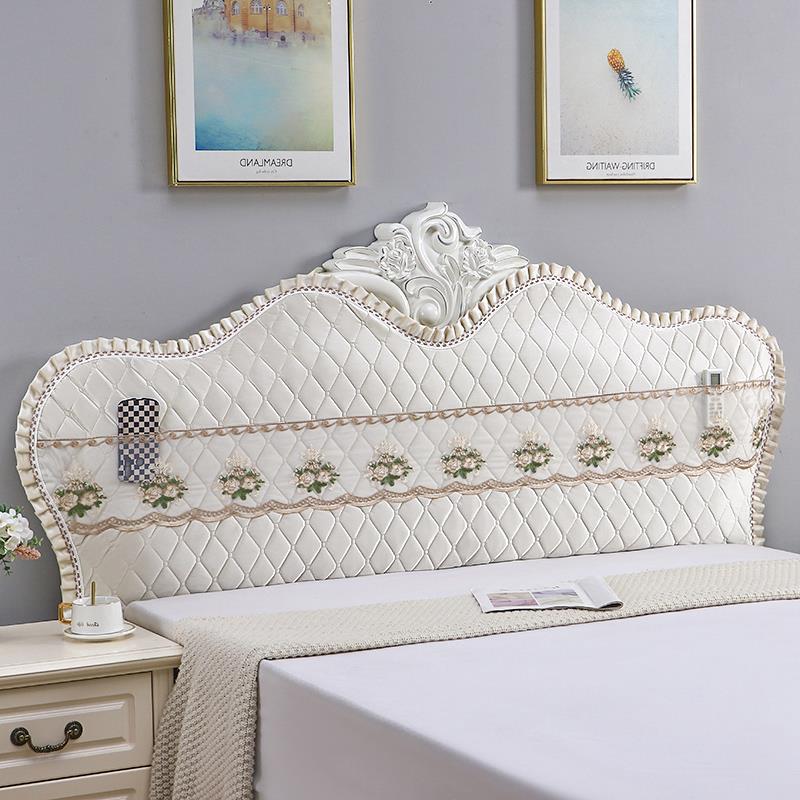 新疆包邮床头套罩可定制新款大方简单欧式弧形半圆木床头罩全包靠