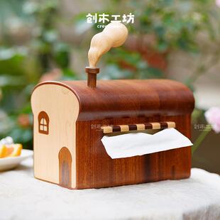 新疆包邮面包屋纸巾盒/原创实木创意可爱吐司抽纸盒家居装饰新婚