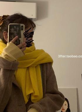 新疆包邮是心动的颜色·一戴就发热出门随带诱人黄舒适软糯围巾男