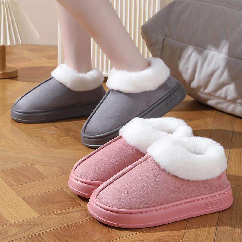 新疆包邮棉拖鞋女冬季包跟加绒加厚底居家用保暖外穿防滑毛绒情侣