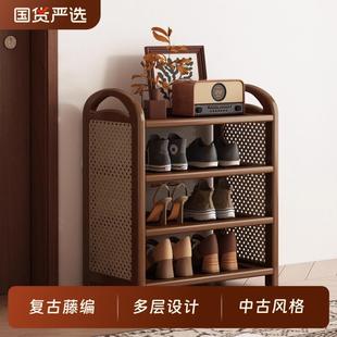 窄小藤编鞋 新疆 架子多层家用门口轻奢高级感2025新款 包邮 复古风鞋