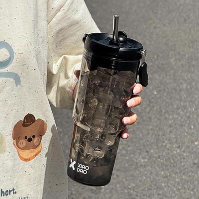 新疆包邮水杯吸管杯女生高颜值2025新款杯子大容量冰霸杯塑料杯便