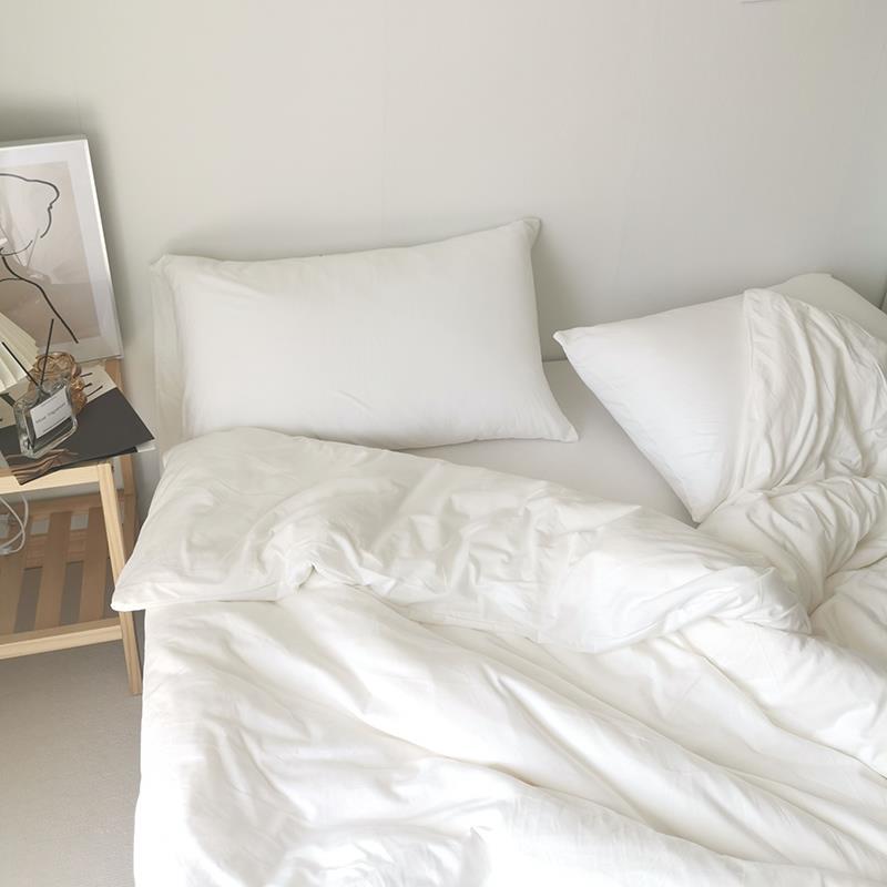 新疆包邮纯白超柔裸睡针织天竺棉四件套全棉纯棉被套床单床笠北欧