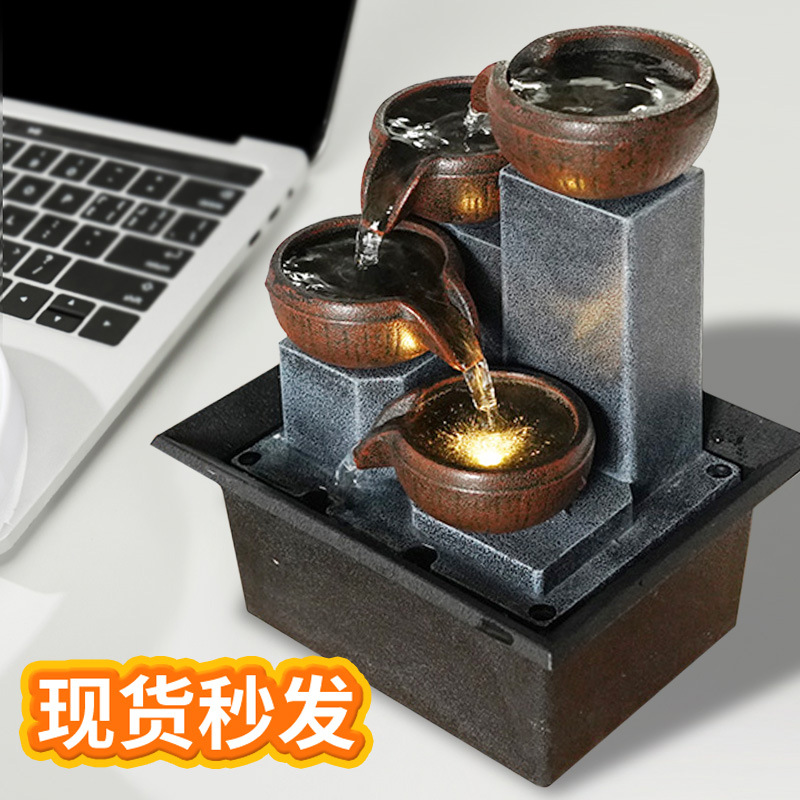 home decor桌面流水摆件办公室风水摆件办公桌喷泉亚马逊跨境