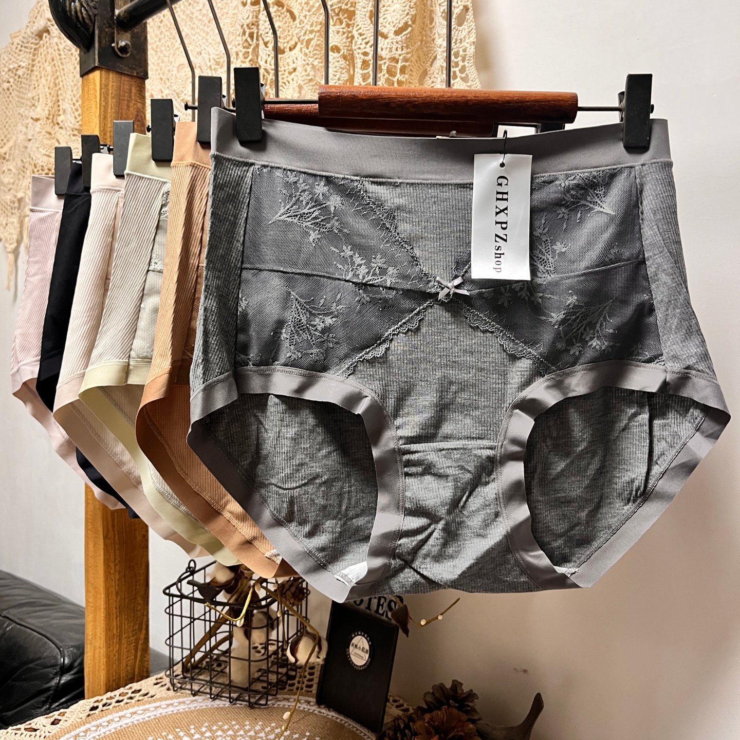 新款法式人棉螺纹蕾丝内裤大码女生高腰三角裤头130-200斤,女士内衣/男士内衣/家居服,女三角裤,淘宝优惠券,粉丝福利购,淘宝优惠卷