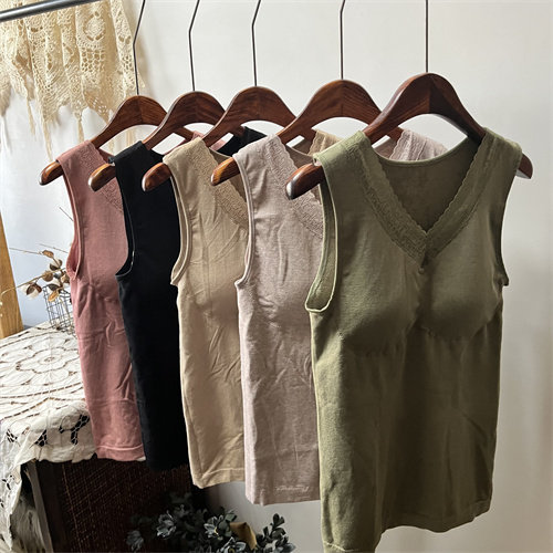 新款胖mm大码120斤200斤胸垫款毛圈保暖打底无袖背心胸围76-130cm