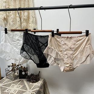 三条包邮法式宫廷高腰蕾丝网纱性感大码三角内裤女裤头140-220斤