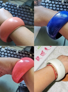 新品黑色白色米色蓝色滴油宽分量质感手镯简单夸张