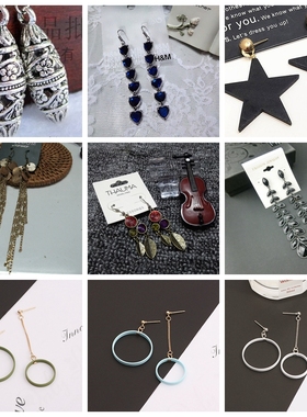 白色蓝色极简风简约圆环时尚个性耳圈耳坠女饰品新品混合材质瑞丽