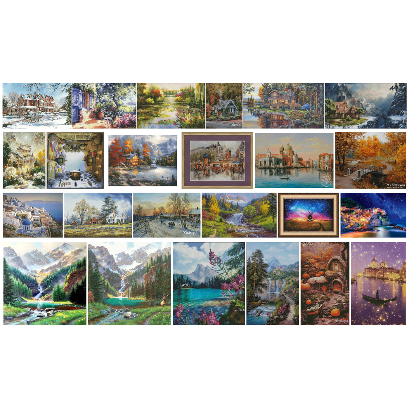 十字绣saga格式XSD重绘源文件电子图纸 山水村庄别墅风景系列7