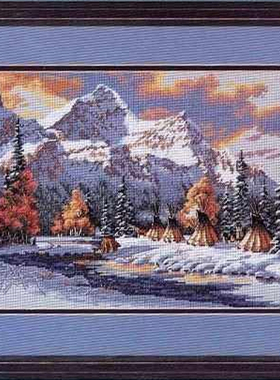 Dim13677 雪山风景 十字绣 saga格式XSD重绘源文件电子图纸