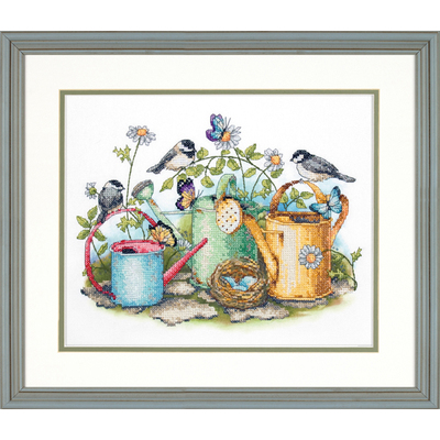 Dim70-03243洒水壶上的小鸟 十字绣 saga格式XSD重绘源文件电子图