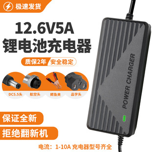 12V锂电池一体机充电器12.6V5A智能聚合物三元18650组6A8A10A户外