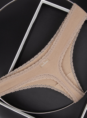 蕾丝边性感女纯棉内裤女士低腰丁字裤舒适T裤