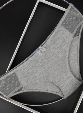 网纱拼接蝴蝶结装饰纯色莫代尔少女低腰三角内裤