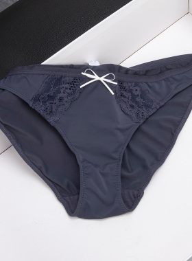 110-210斤胖MM女士低腰冰丝内裤蝴蝶结装饰三角裤全棉裆部
