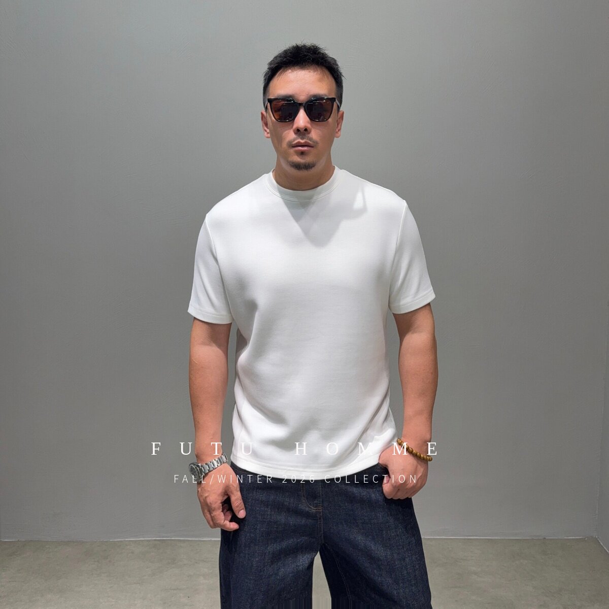 正肩H形软糯亲肤纯色短袖T恤男微宽松合身型圆领百搭基础款上衣