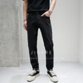 JIDERE四面弹力修身 子 水洗黑色简约显瘦有型长裤 小脚牛仔裤 男春季