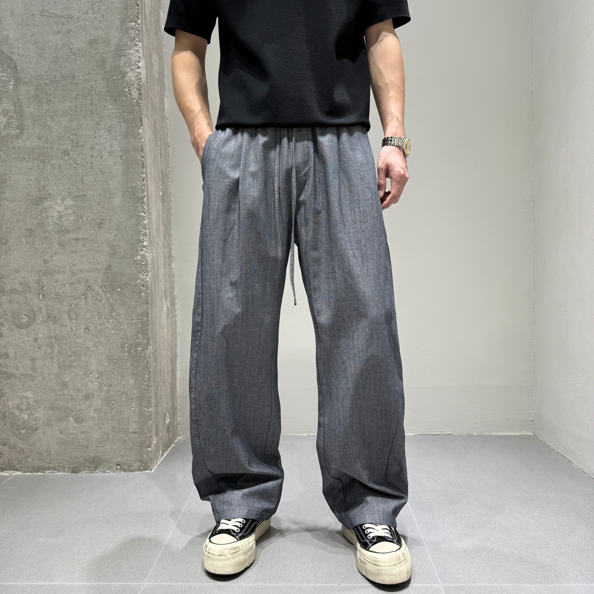 简约高级感天丝棉直筒休闲裤 男夏薄质感水洗松弛感 老钱风阔腿裤