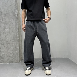 宽松cleanfit阔腿弯刀卫裤 男冬季 结构立裁直筒休闲运动裤 加绒厚款