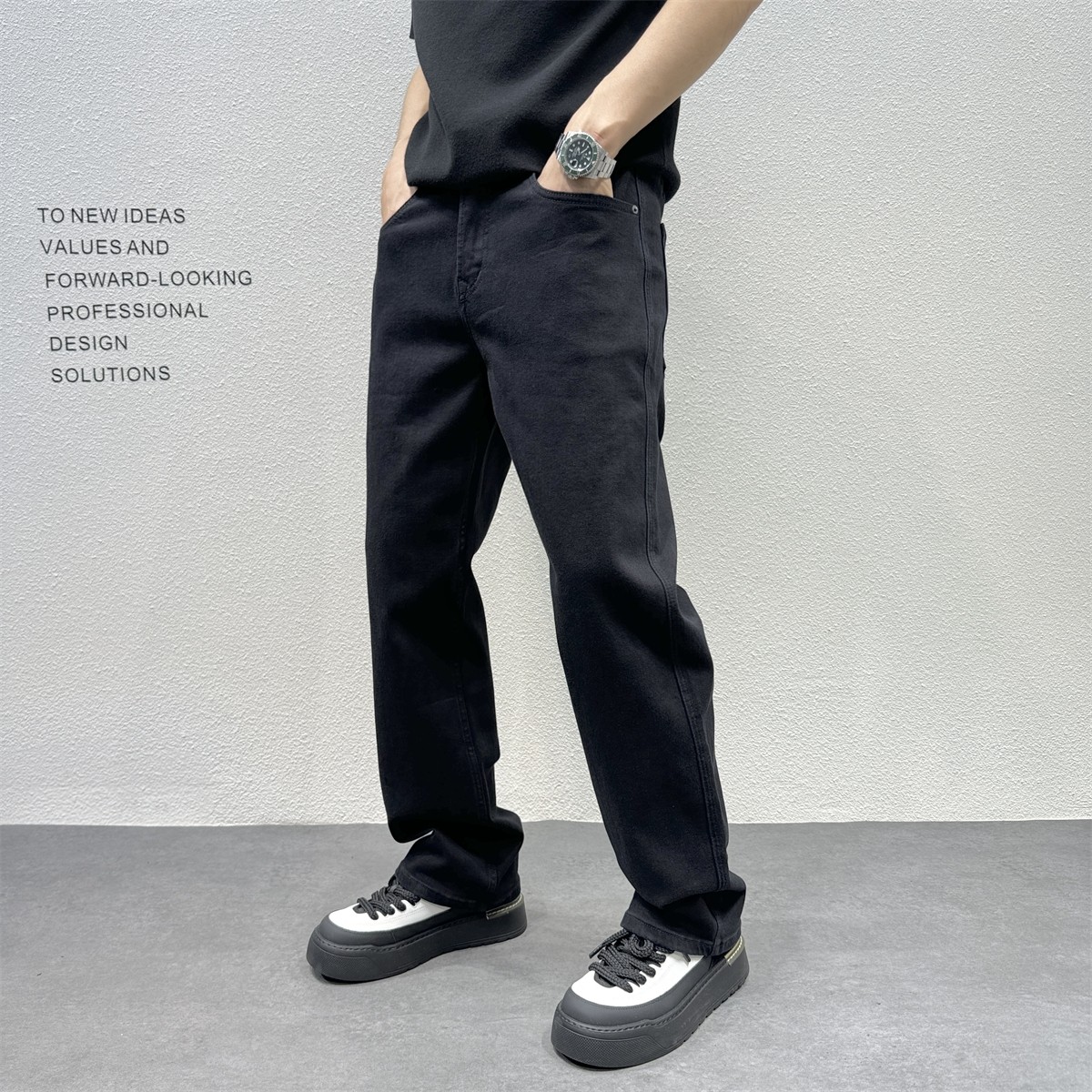 JIDERE美式高街宽松弹力直筒牛仔裤子男秋冬轻奢简约百搭有型长裤,男装,牛仔裤,淘宝优惠券,粉丝福利购,淘宝优惠卷