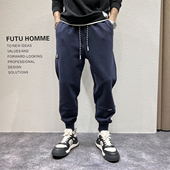 男秋冬水洗剪裁宽松型小脚流行哈伦裤 日系复古束脚休闲运动裤 卫裤