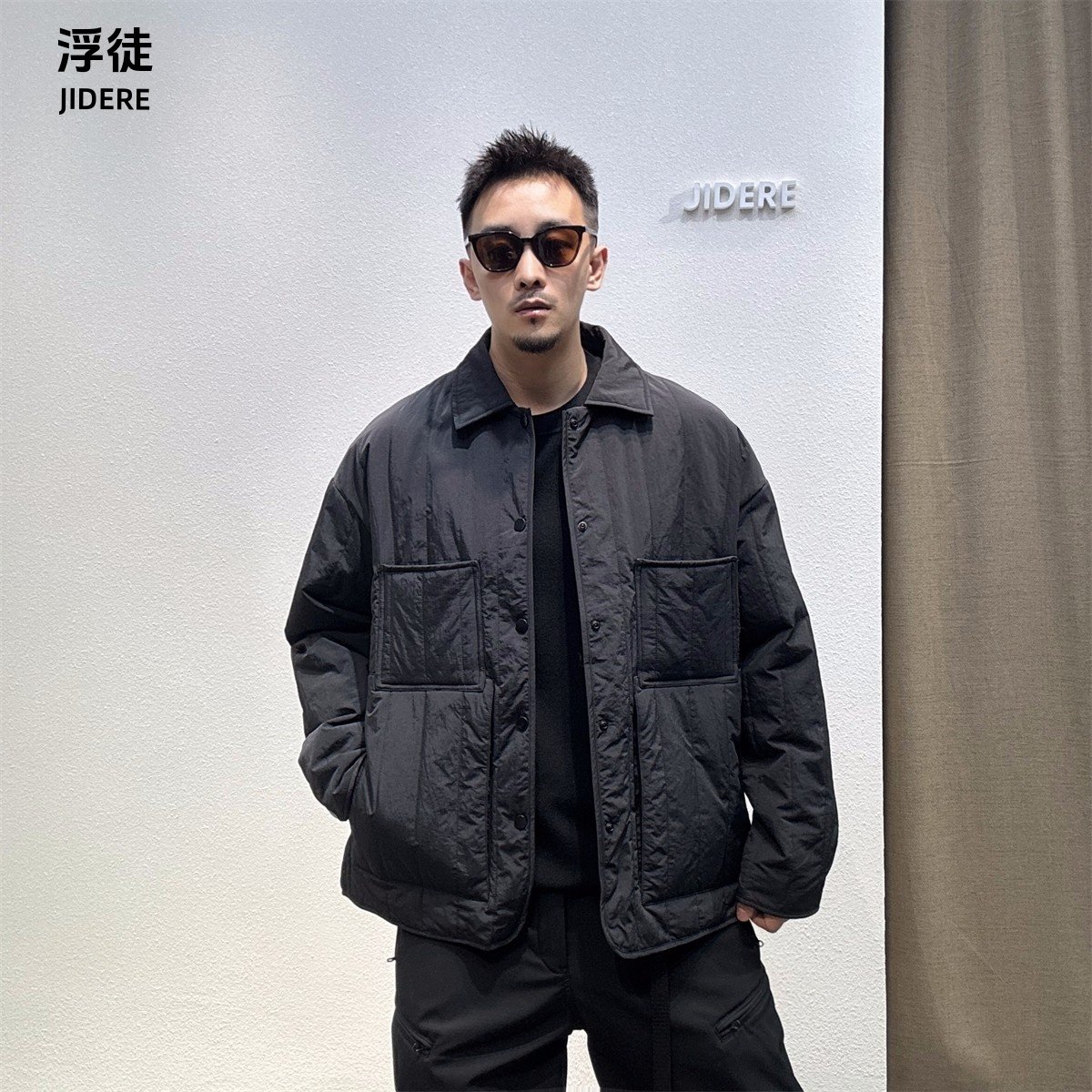 日系慵懒复古棉衣夹克男士冬季宽松翻领时尚纯色防污保暖休闲外套,男装,棉衣,淘宝优惠券,粉丝福利购,淘宝优惠卷