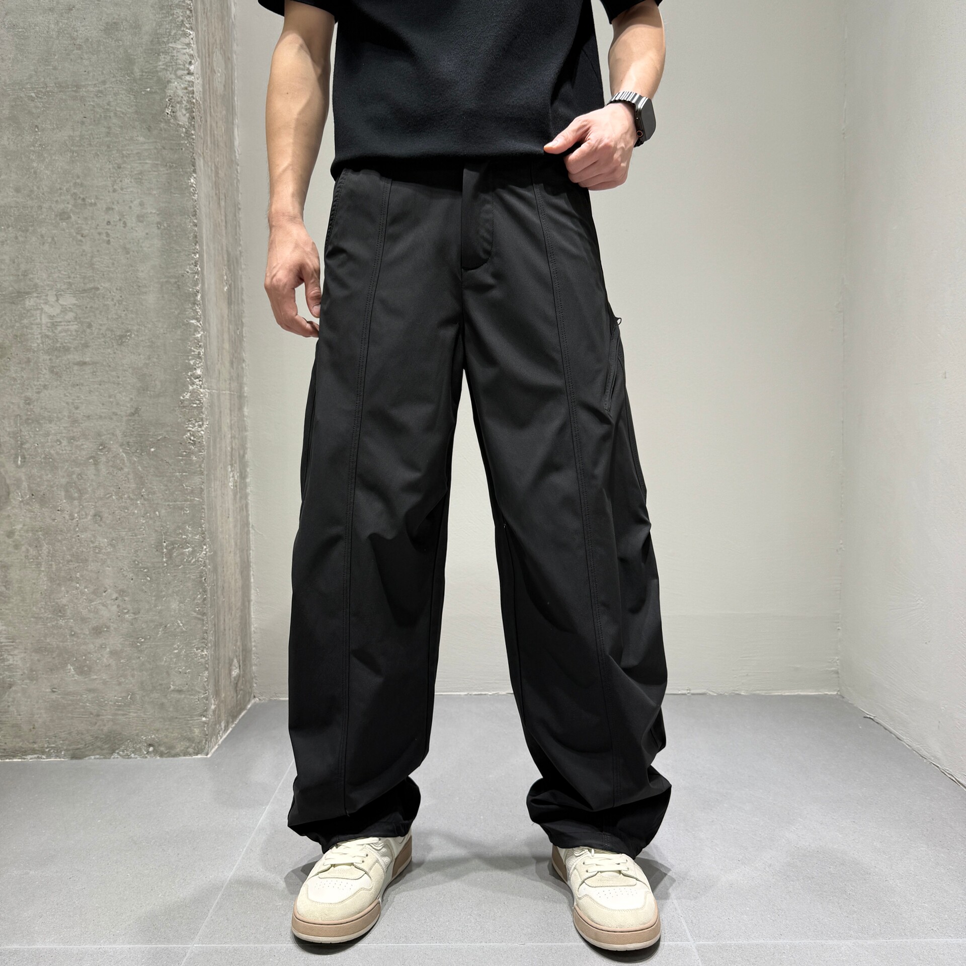【山系户外机能风】拉链侧袋阔腿速干工装裤男夏薄款直筒休闲长裤
