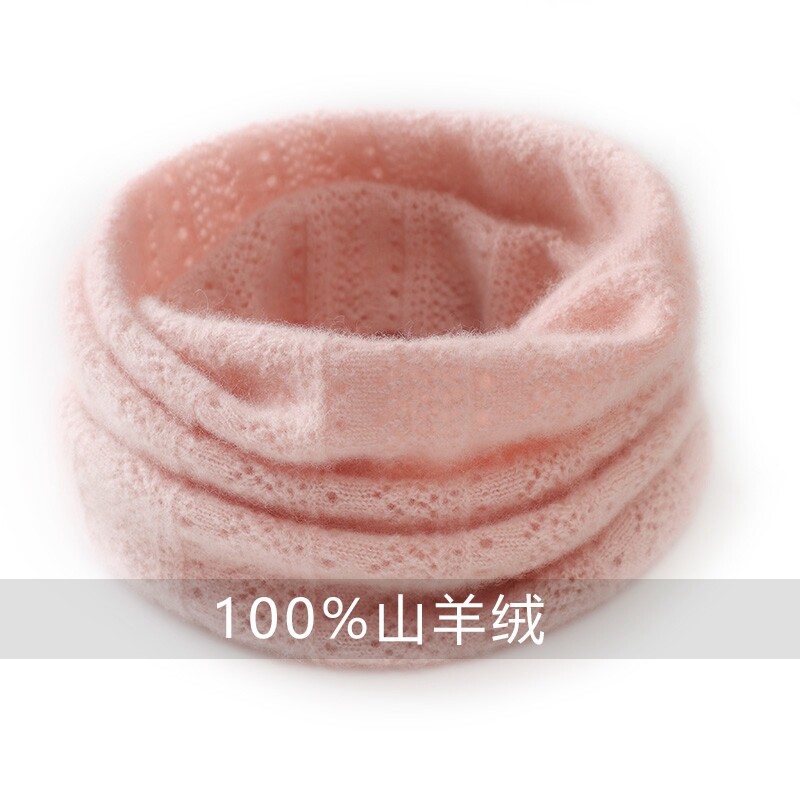 秋冬新款保暖100%山羊绒围脖女保暖护肩防风针织围巾秋冬纯色套头