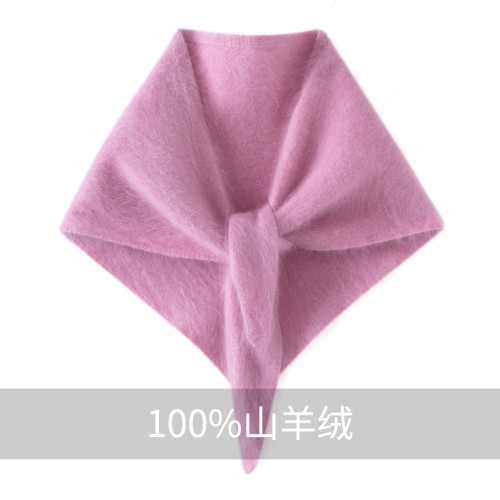 100%纯山羊绒拉绒三角小围巾