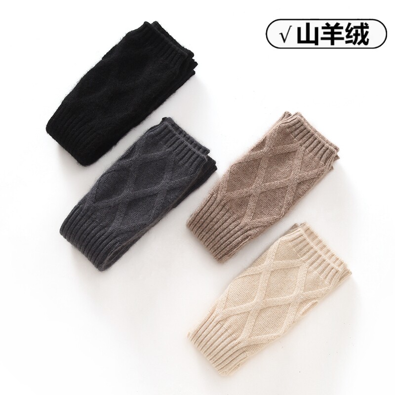 康赛妮山羊绒半指手套冬季新款长款直筒护腕一体手套保暖防寒专用