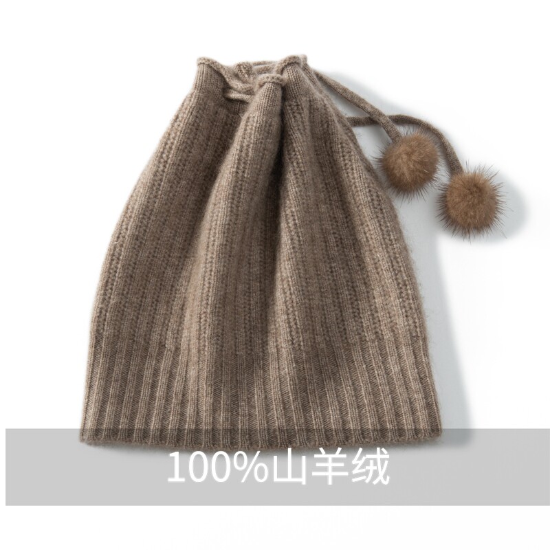 秋冬新款纯山羊绒女帽子围巾