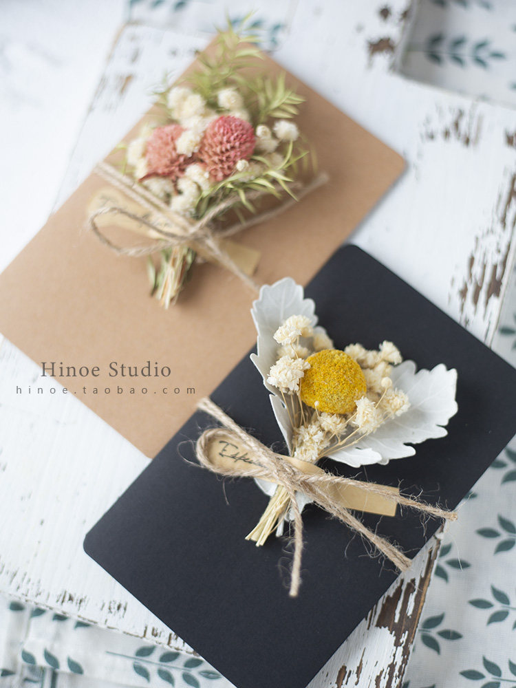原创文艺复古干花永生花diy空白森系ins风圣诞节日生日礼物贺卡