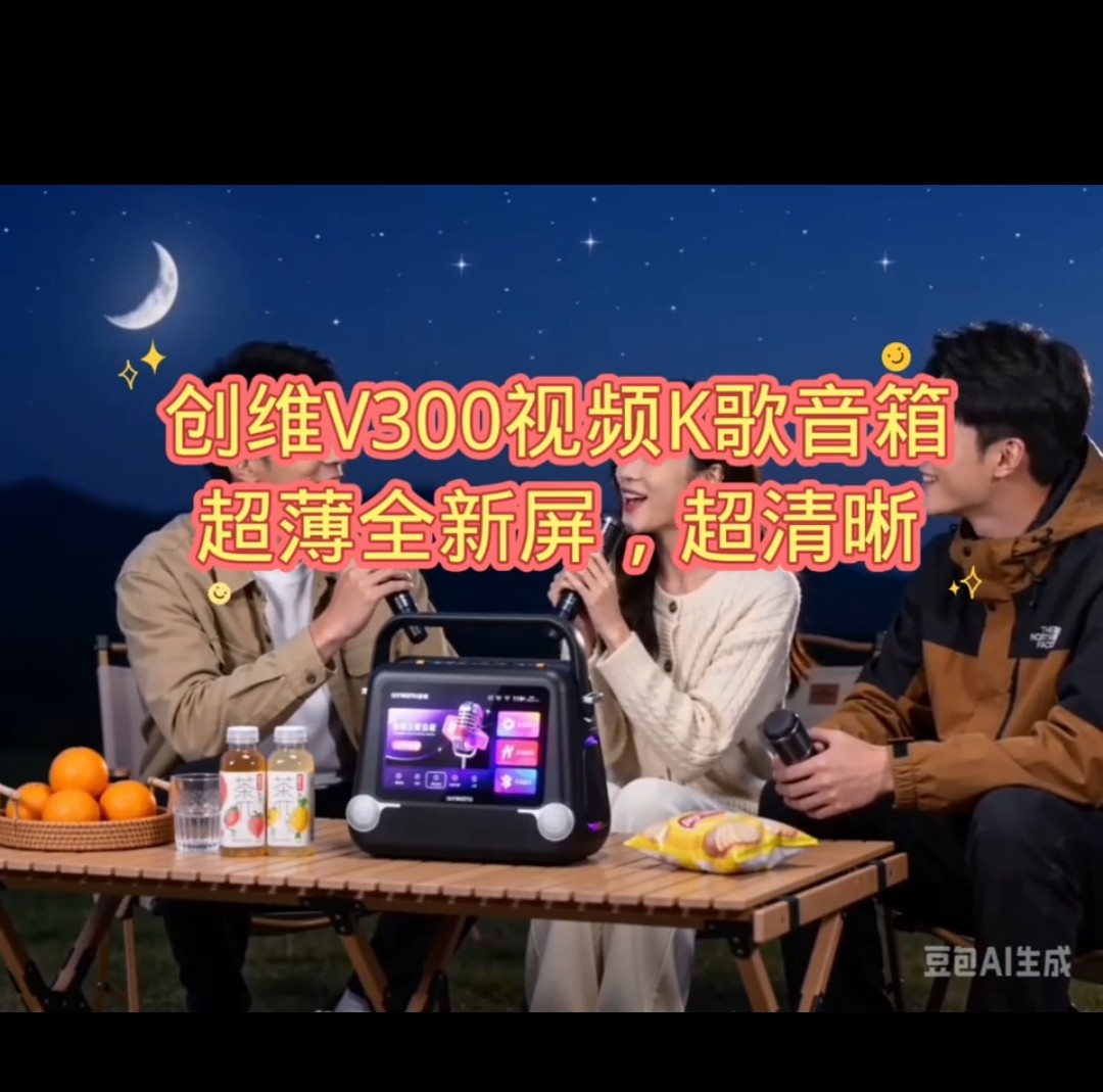 创维V300户外K歌音箱家庭KTV音响麦克风话筒一体机点歌机带显示屏
