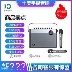 十度T10家用手提唱歌音响无线蓝牙K歌HIFI音箱低音炮带双话筒