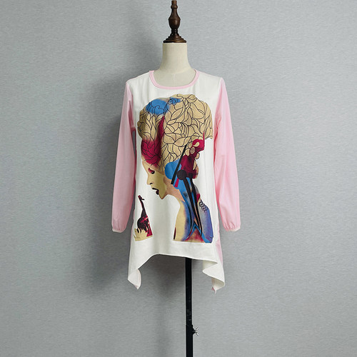 针织印花连衣裙女2021秋季弹力宽松洋气百搭学院风a字裙孕妇裙潮