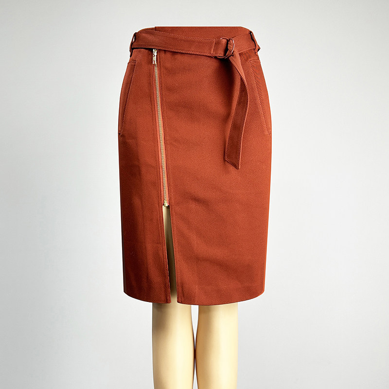 咖啡色纯棉半身裙中裙包臀直筒裙