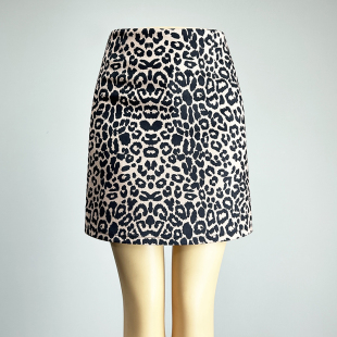 出口外贸原单咖啡色豹纹短裙半身裙女2026防走光安全裤 包臀直筒裙