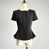 显瘦上班通勤拉链工作服上衣薄款 品牌职业装 黑色短外套女2026修身