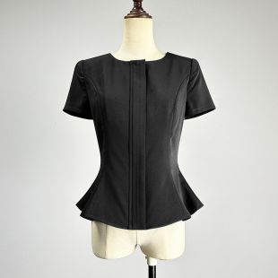 显瘦上班通勤拉链工作服上衣薄款 品牌职业装 黑色短外套女2026修身