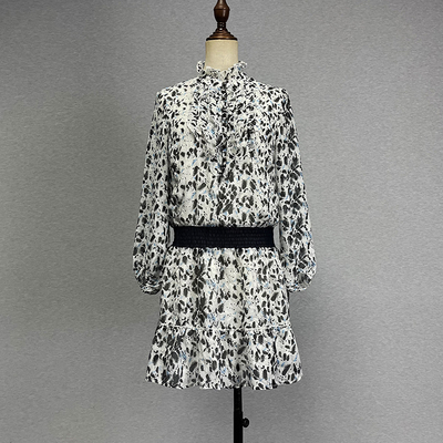 小香风a字裙雪纺花式松紧腰