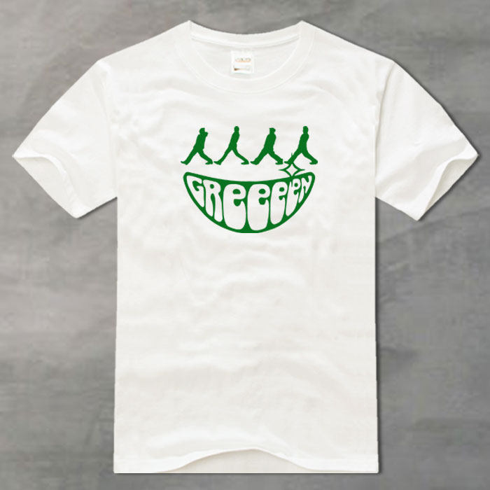 GReeeeN摇滚纯棉宽松有大码圆领半袖文化衫短袖白色男生t恤夏白色