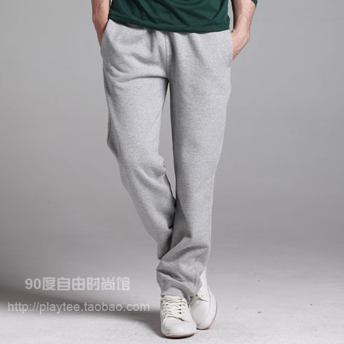 纯色简约清新纯棉抓绒秋冬宽松运动裤男休闲裤长裤子收脚男士卫裤